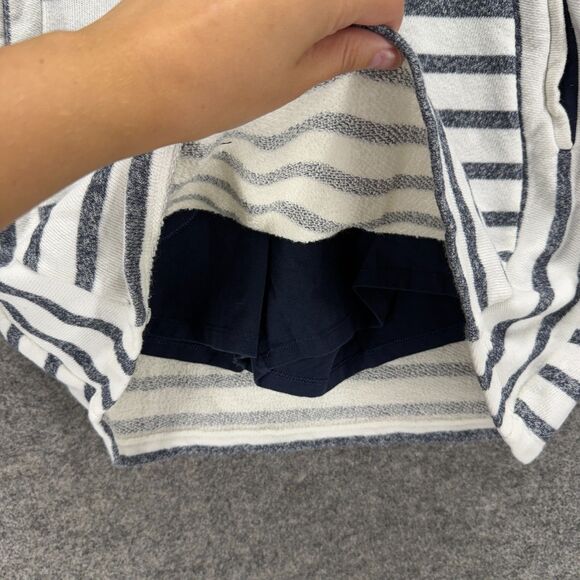 Jones New York Skort Women M Medium White Striped A-Line Midi Drawstring Cotton - Picture 3 of 8